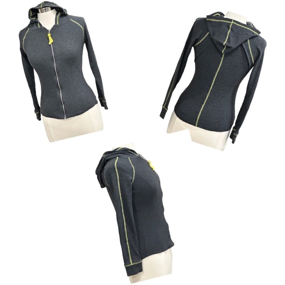 Marc New York Women’s Thermal Front Zipper Hoodie in the Size Small in Gray/Lime